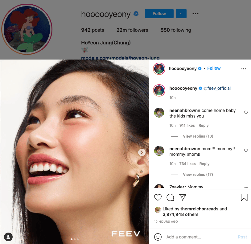 Jung Ho-Yeon is now Korea's most followed actress on IG