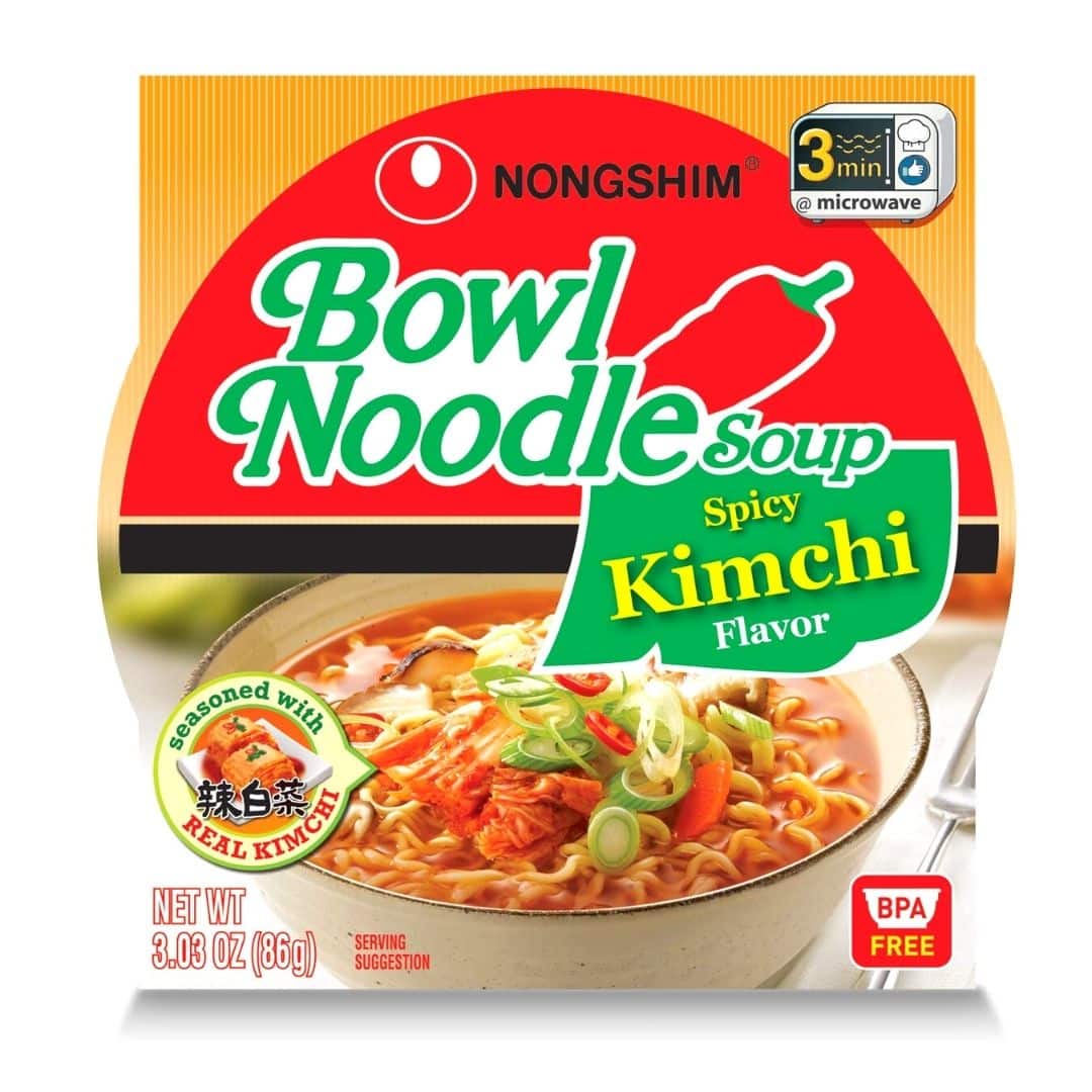 Nongshim Bowl Noodle Soup, Kimchi