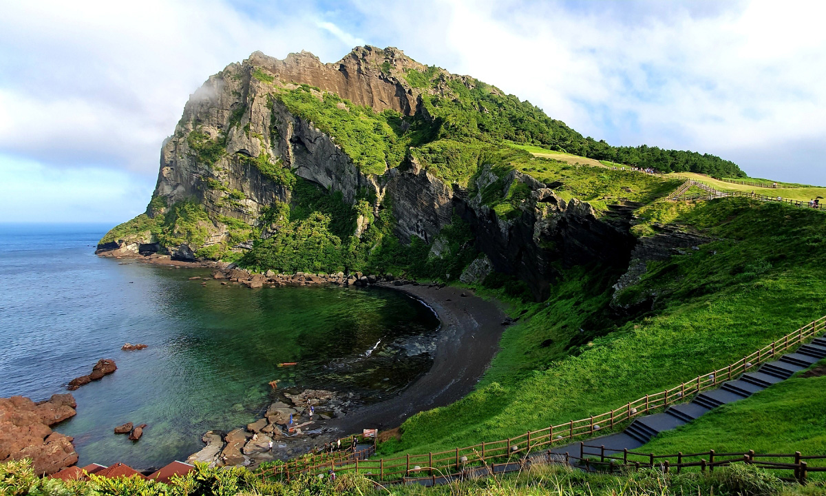 The beautiful Seongsan Ilchulbong Peak on Jeju Island.
