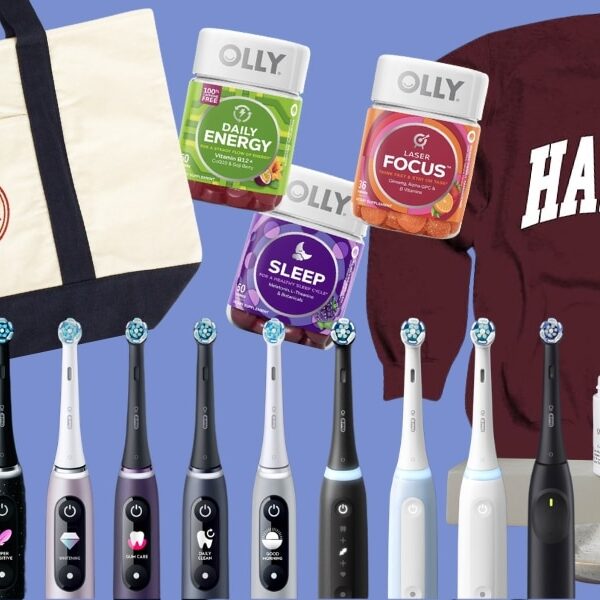 BOK_American-Gifts-Koreans-Love_Hero An assortment of popular American gifts for Koreans, featuring a Trader Joe's tote bag, The Little Prince book, Olly gummy vitamins (Daily Energy, Sleep, and Laser Focus), a maroon Harvard sweatshirt, Kiehl's skincare products, and a lineup of sleek electric toothbrushes.